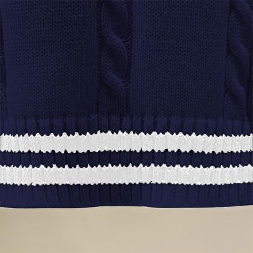 Boys Girls V Neck Stripe Knitted Sweater Vest Kids Casual Sleeveless Pullover Cable Knit Cotton School Uniform Clothes2