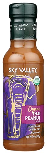 Sky Valley Organic Thai Peanut Sauce, USDA Organic, Gluten Free, 14 Oz (Pack of 6)