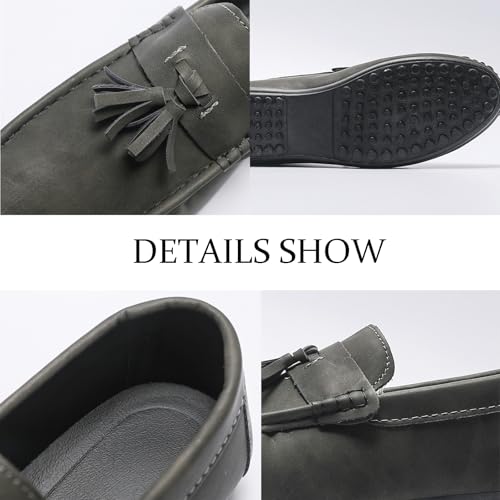 Men's Soft Leather Moccasin Boat Shoes Classic Tassel Low-Top Penny Shoes Comfortable Slip-On Non-Slip Walking Loafers3
