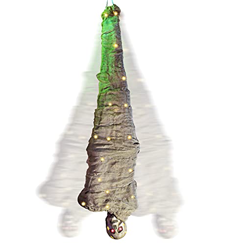 JOYIN 65 Halloween Cocoon Corpse Decoration Animated Hanging Corpses Props with Full Body Lights and LED eyes & Spooky Sounds for Halloween Outdoor Lawn Yard Patio Haunted House Decoration