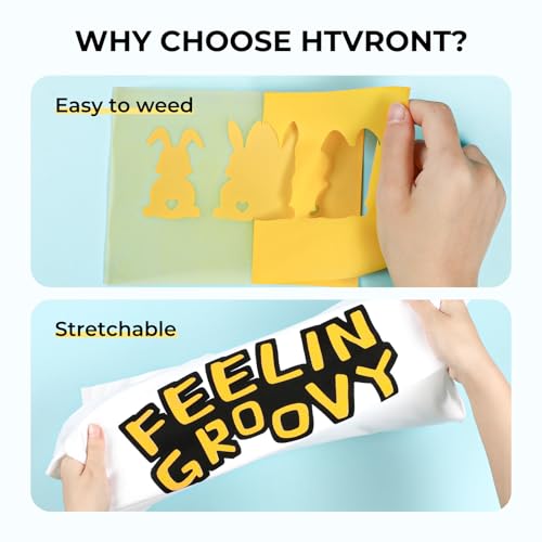 Image of HTVRONT Yellow Flocked HTV Vinyl -12 inch x 6FT Flock HTV Vinyl Heat Transfer, Flock Heat Transfer Vinyl for All Cutting Machines - Easy to Cut & Weed Heat Transfer (Yellow)