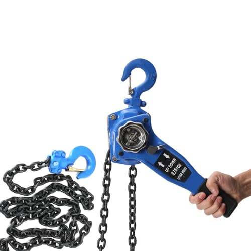 Image of ECUTEE Manual Chain Hoist Lever Block Come Along Puller Ratchet Type Tool, 0.75Ton 1653lbs Capacity 9.8FT Chain Length, Lift Chain Hoist for Garage Warehouse Factory Dock Lifting Pulling Transport