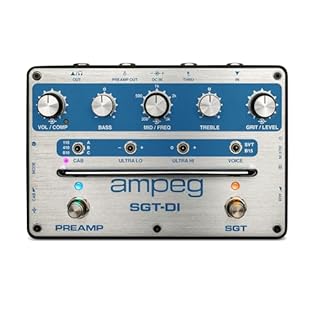 MODERN AMPEG RIG IN A BOX: The Ampeg SGT-DI delivers iconic SVT and B15 voicings, Super Grit Technology overdrive and legendary Ampeg tone in a compact pedal preamp and DI. ADVANCED TONE SHAPING: Foot-switchable 3-band EQ with sweepable mids, Ultra-H...