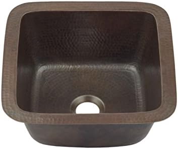 Sinkology P1U-1212BC Pollock Undermount Handmade Pure Solid 0-Hole, 12", Aged Copper Bar Prep Sink