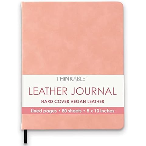 THiNKABLE Pink Journal Notebook, A4 Lined Vegan Leather Hard Cover Journal for Writing, 8.25x10.25 inches, Pretty Notebook For Work, Pastel Notebook for Office Cover