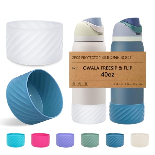 LUCKINEE 2PCS Silicone Boot Base for Owala FreeSip Twist Flip Bottle 40oz