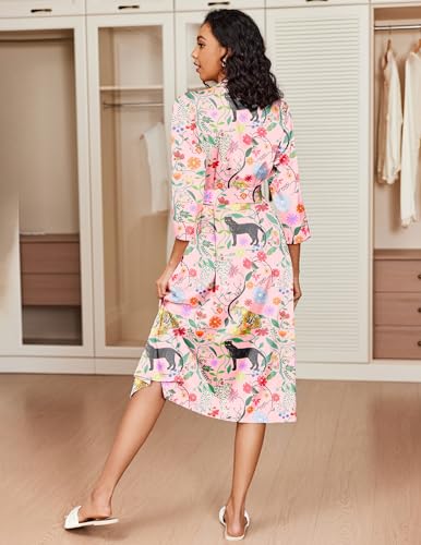 Image of Ekouaer Silk Robes for Women Long Satin Bride Bridesmaid Wedding Party Robes Lightweight Sexy Sleepwear with Pockets