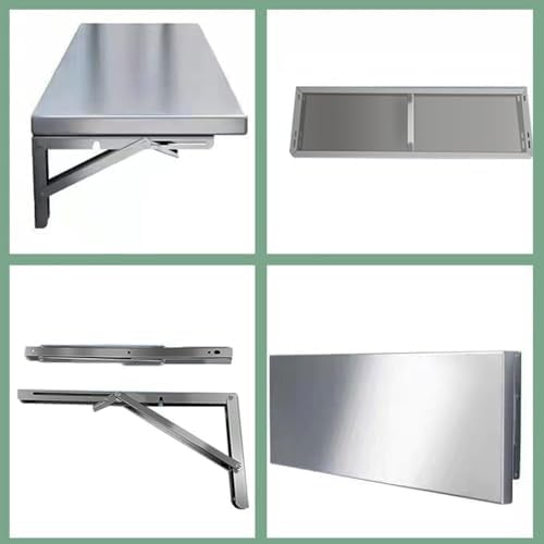 Wall Mounted Folding Table - Heavy Duty Space Saver Desk for Small Spaces, Stainless Steel Bracket, Ideal for Garage, Workshop, Laundry Room, Office, Kitchen (39x16in)