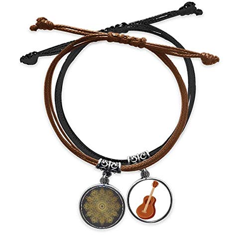 Pulsera de cuero con diseño de cultura tailandesa y detalles dorados