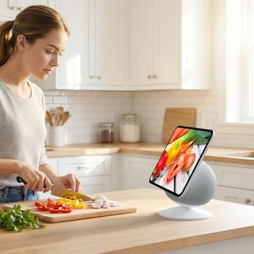 HomeMount Verstellbarer Ständer für Show 11 & Show 8 (Version 2025) – Tisch Display-Halter mit Neigung und Magnetbasis, kompatibel mit iPhone 12 für Zuhause & Büro (Weiß)