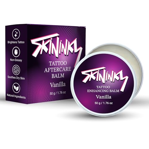 Skininky Tattoo Aftercare Cream Balm Colour Enhancing Moisturiser for New & Healed Tattoos Non-Greasy Tattoo Care Butter 50 g