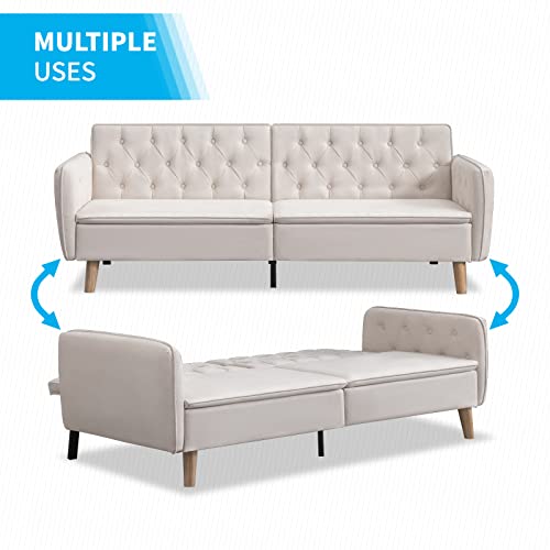 Zafly Couch Bed, 76.8'' Loveseat Bed Couches For Living Room, Futon Sofa Bed Deep Seat Sofa Beds With Soft Ice And Snow Velvet Sturdy Sleeper Sofa For Small Space, Bedroom, Apartment, Dorm #TOP4