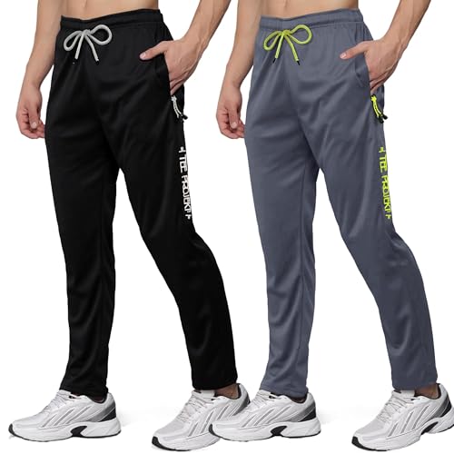 Image of Pinkmint Men's Lycra Track Pants, Soft & Comfortable Gym Joggers for Running, Workout & Sports (Available in Plus Size and Combo Pack of 2)