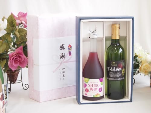 実りの秋の贈り物 感謝の贈り物ボックス 鍛高譚の梅酒と国産ワインセット(甲州遅摘み 白 完熟甘口ワイン 甘口(山梨県)720ml鍛高譚梅酒720ml