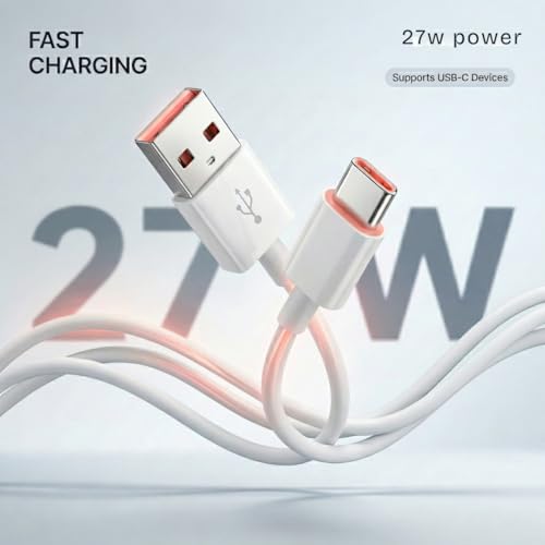 Image of 27W Type-C Fast Charging Data Cable For MI | HyperCharge + 3A Speed | USB-C High-Speed Sync Cord | 1m Strong Cable for Xiaomi, Redmi, Samsung Galaxy, Realme, Vivo, Oppo Smartphones