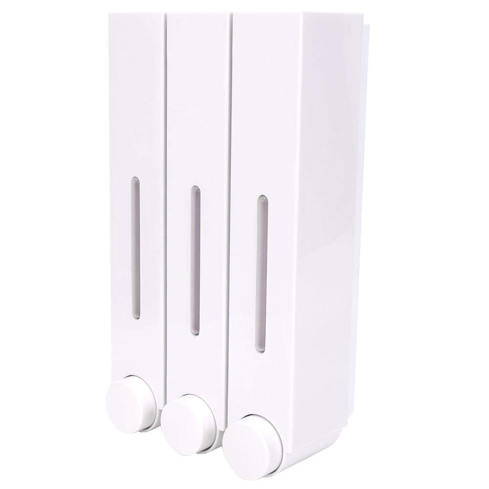 Longzhuo Dispenser di disinfettante, erogatore di Sapone Liquido per Doccia a Parete Dispenser di Shampoo a Tre Teste per Bagno dell'hotel(Bianca)