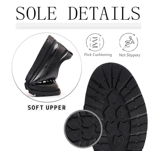 Men's Leather Platform Brogue Oxfords Classic Lace Up Comfortable Round Toe Non-Slip Lug Sole Wingtips Formal Oxford Shoes for Business Work Office Derbys Dress Shoes4