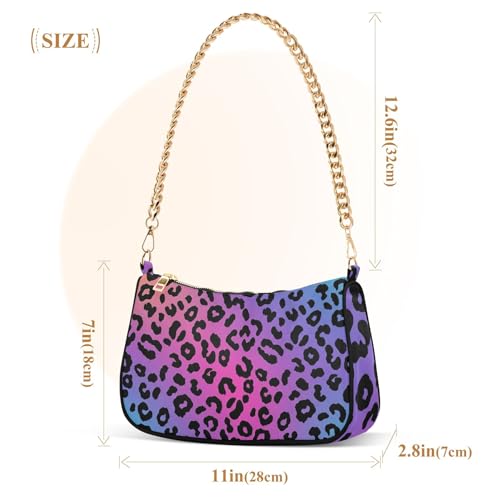 Rainbow Gradient Leopard Spots One Shoulder Purses for Women Party Dressy Purse Hobo Fashion Handbag Medium Zipper Closure3