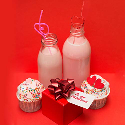 40 pitillos plásticos en forma de corazón rojos y rosados miniatura 4