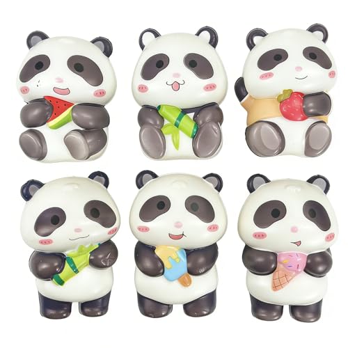 6 Pcs Panda Squishies Toys Cute Stress Relief Slow Rising Fidget Toy for Kid Adult Party Gift Desk Decoration (Panda)