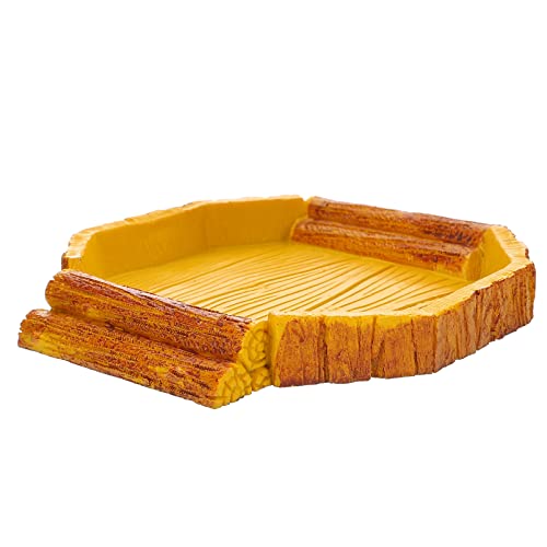 Happyyami Tortoise Lizard Resin Reptile Tank Water Bowl Easy to Clean Pet Food Feeder Accessory