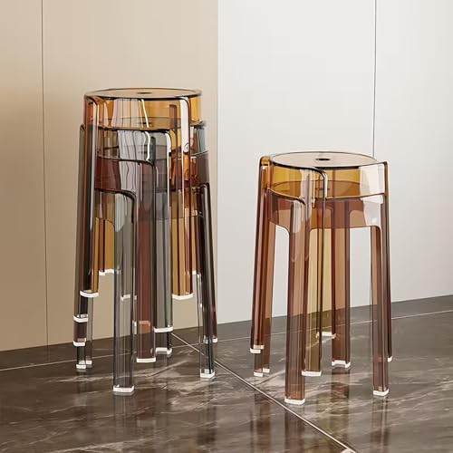 Image of The Artment your artistic apartment Multi Color CrystalNest Transparent Acrylic Stackable Round Accent Stool, Modern Side Stool for Living Room, Bedroom and Home & Office (Set of 6)