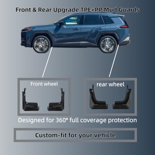 Image of No Drill Mud Flaps Compatible with 2026-2027 Toyota RAV4 (6th Gen) 5-Seat SUV, Front & Rear Tire Protector Mudflaps Exterior Accessories Set of 4(Not for Woodland)