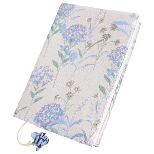Housse A5 faite à la main en toile florale bleue pour carnet