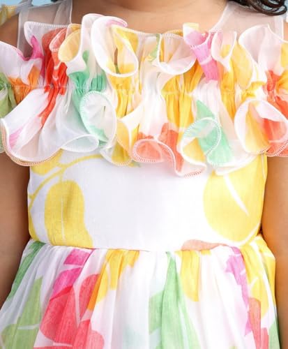 Image of Buy & Try Beautiful Off Shoulder Printed Georgette Birthday Dress for Baby Girls | Stylish Outfit for Kids | Comfortable & Trendy Off Shoulder Dress for Special Occasions