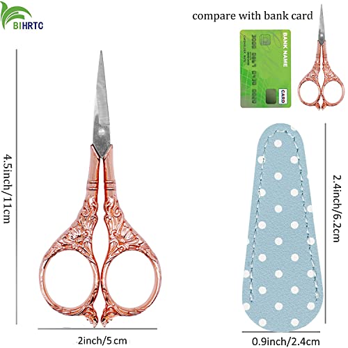 BIHRTC 4.5Inch Vintage Embroidery Scissors Stainless Steel Sharp Pointed Tip Shears Scissors with Cover for Office Craft Needle Work Household DIY Artwork — view 2