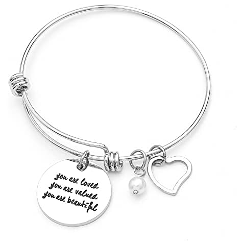Sunflower Jewellery Charm Bracelet Adjustable Bangle Gift For Women Sister Mother Friends You are Loved You are Valued You are Beautiful Cover