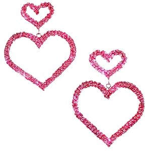 Heart Earrings for Women Fashion Rhinestone Earrings Drop Dangle Earrings Double Heart Earrings Valentine Gift for Her