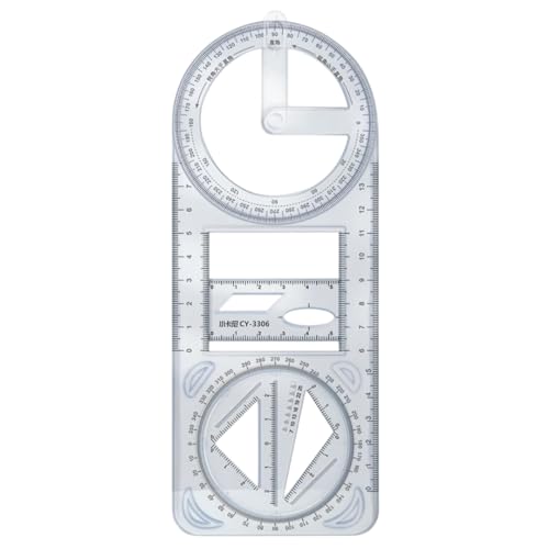Image of Durable & Long Lasting Multifunctional Geometric Ruler | All-in-One Geometry Scale | Multi Functional Ruler for Drawing, Measuring, Angles & Shapes | Student & Office Use (1)