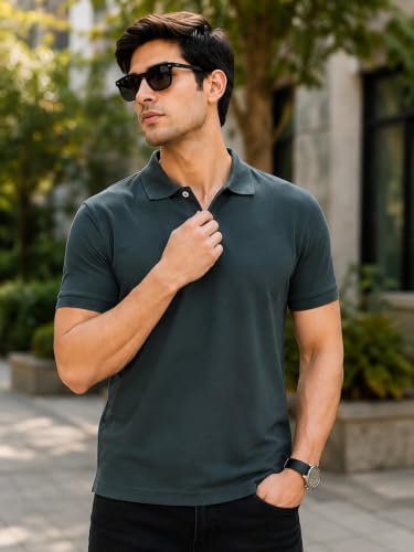 Image of MANTICORE Men's Cotton Blend Regular Fit Polo Neck Half Sleeve Solid Casual T-Shirt | Polo T-Shirt for Men - KSMPT-01