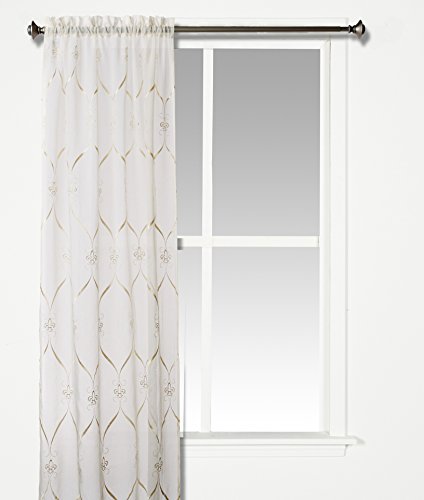Croscill Cavalier Sheer Tailored Panel, 40-Inch by 84-Inch, Ivory