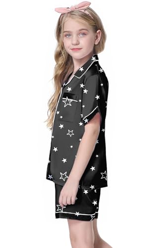 Image of Girls & Womens Satin Pajamas Set, Silk Button-Down Sleepwear 2 Piece Nightwear, 3 Years - Women XXL