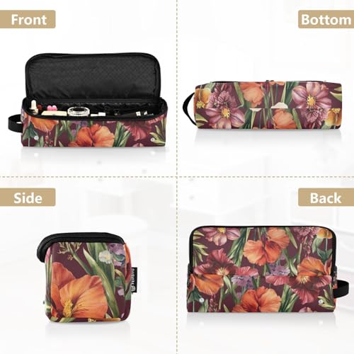 Bolsa de viaje para herramientas de cabello con alfombrilla resistente al calor para planchas, rizadores y secadores, organizador portátil con flores. miniatura 5