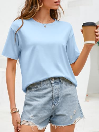 Image of UNCLECAT Womens Short Sleeve Crop Tops Summer Basic Cropped T Shirts | Workout,Casual,Crew Neck Tee,Boxy Loose Fit,Cotton Trendy Clothes