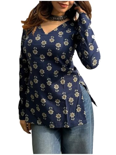 Image of ANNI Designer Cotton Short Kurti for Women | Stylish Kurti | Short Kurti Top | Casual Kurta for Women | Comfortable Cotton Kurtis for Womens