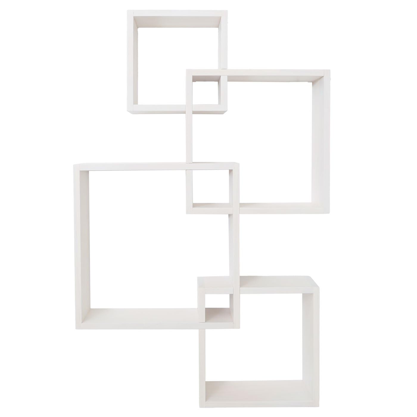 Mendler Regał ścienny HWC-P23, regał wiszący, FSC® - biały | Dekoracja ścienna, regał wiszący, regał w kształcie kostki, regał designerski, 4 półki