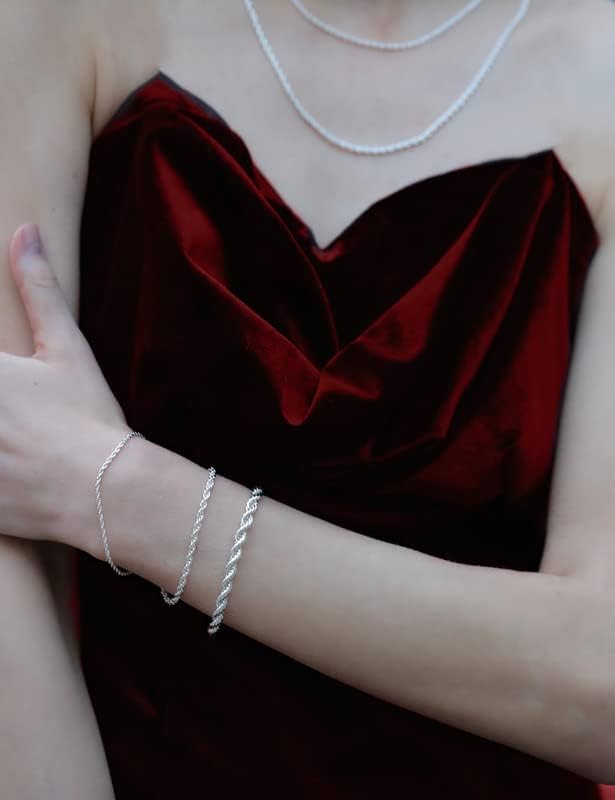 925 Sterling Silver Rope Bracelets 2/3/5mm Silver/Gold Plated Bracelets for Women Rope Chain Bracelet for Men 6.5-9 Inches - Image 5