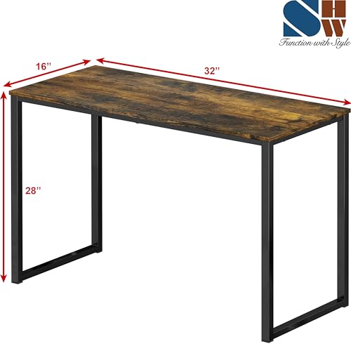 Image of SHW Mission 32-Inch Home Office Computer Desk, Rustic Brown