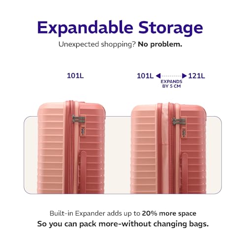 Image of Provogue Coral Hard-Sided PP Trolley Bag Set of 2 | Expandable Space with 8 Wheels Trolley Bags for Travel | Lightweight with Combination Lock | 5 Year Warranty (Tea Rose /Redwood)