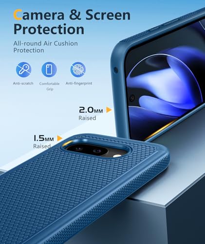 Image of FNTCASE for Google Pixel 9A Case: Dual Layer Protective Heavy Duty Cell Phone Cover Shockproof Rugged with Non Slip Textured Back - Military Protection Bumper Tough - 2025, 6.3 inch (Blue)