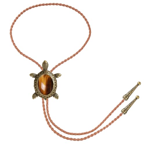 Image of GelConnie Native American Bolo Tie Rodeo Cowboy Leather Necktie Western Necklace Costume Accessories for Men,Women