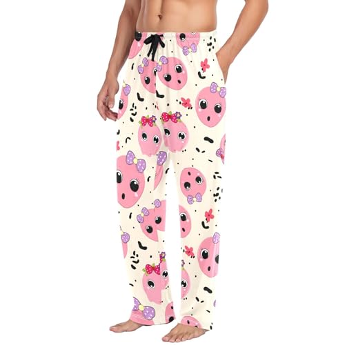 Red Spirits Men's Cotton Pajama Pants with Pockets and Drawstring Comfortable and Stylish,S4