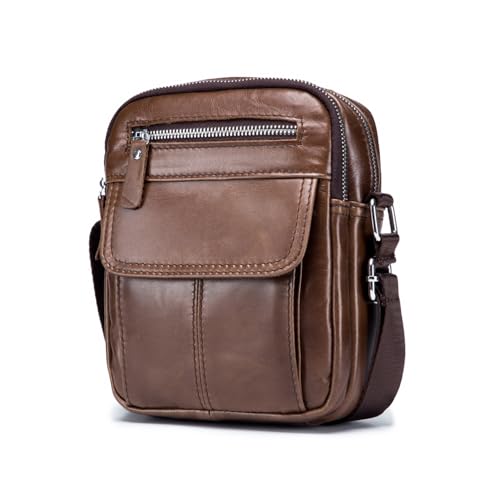 WeeDee Sling Bag Leder Schultertasche Brusttasche Umhängetasche Herren Bauchtasche Tasche Rucksack Daypacks Wasserbeständig, marrón