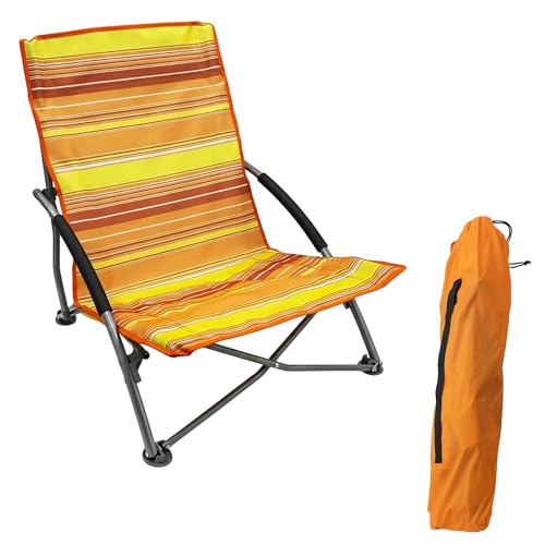 Spetebo Strandstuhl klappbar mit Tragetasche 65 x 55 cm - orange | Strandstuhl haltbar mit Bezug aus Oxford 600D - Garten Camping Stuhl tragbar mit Tasche