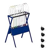 Rolling Tennis Racket Storage Rack with Wheels, Sturdy Metal Iron Badminton Racquet Holder for Home Gym/Fitness Club/Garage Floor/School (Color : Blue, Size : 100x51x64cm)