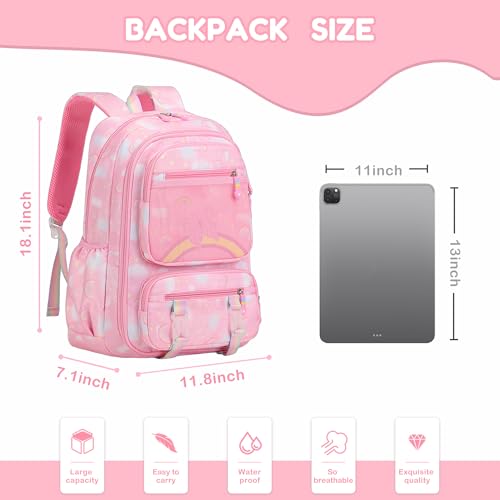 Cute Pink Backpacks for Girls Kids Kawaii Rainbow Butterfly Backpacks School Bag for Elementary Primary Bookbag2